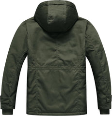 Men'S Thick Winter Jackets Fleece Lined Thick Jackets Hood Work Jackets Coat Cotton Military with Cargo Pockets