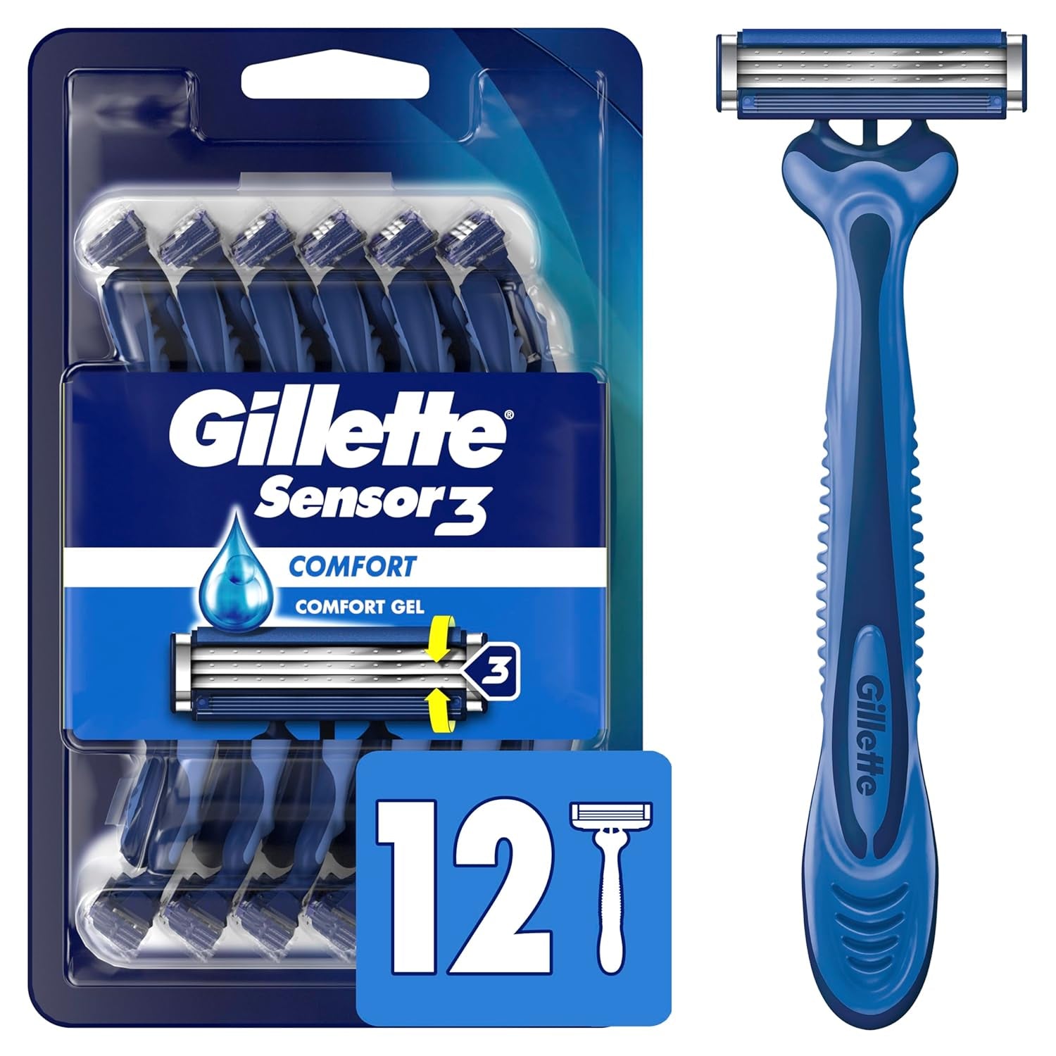 Sensor3 Comfort Men'S Disposable Razors, 12 Razors