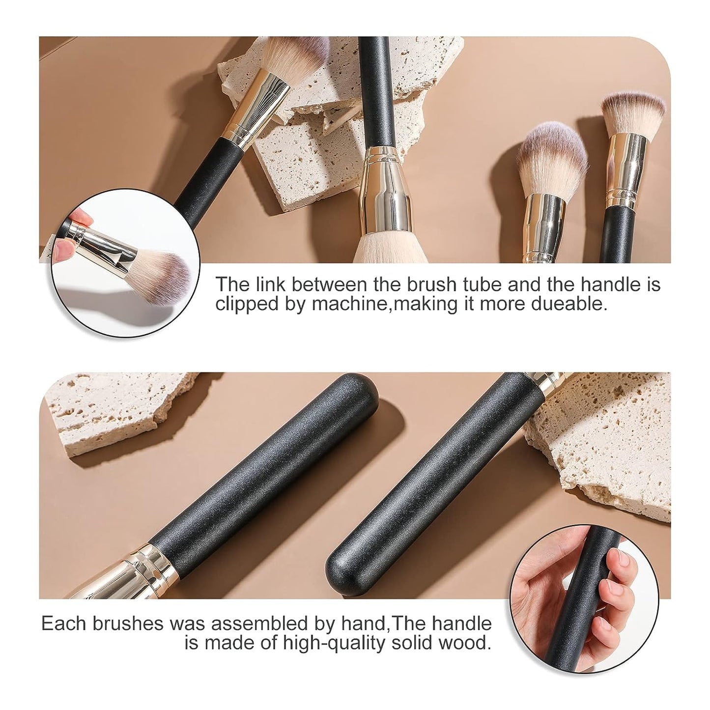 Makeup Brush Set 4 Pcs Premium Foundation Synthetic Powder Concealers Makeup Brushes Big Cosmetic Brushes…