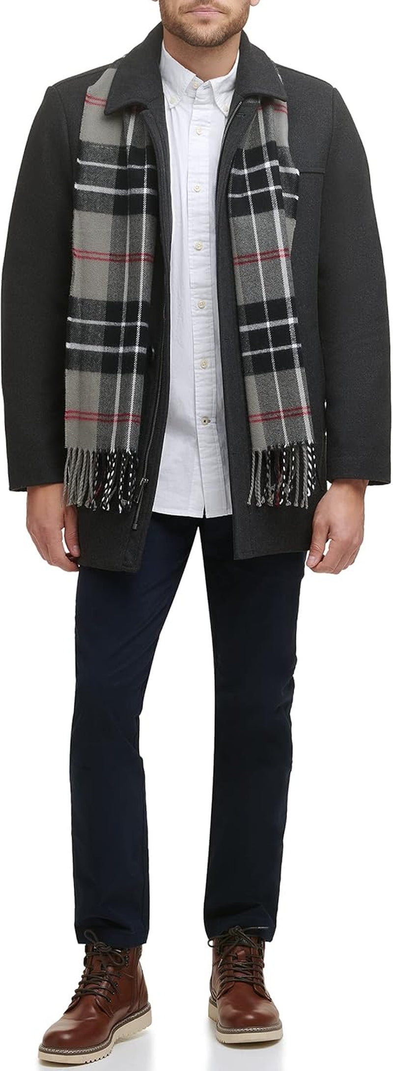 Men'S Weston Wool Blend Coat with Scarf (Regular and Big & Tall)