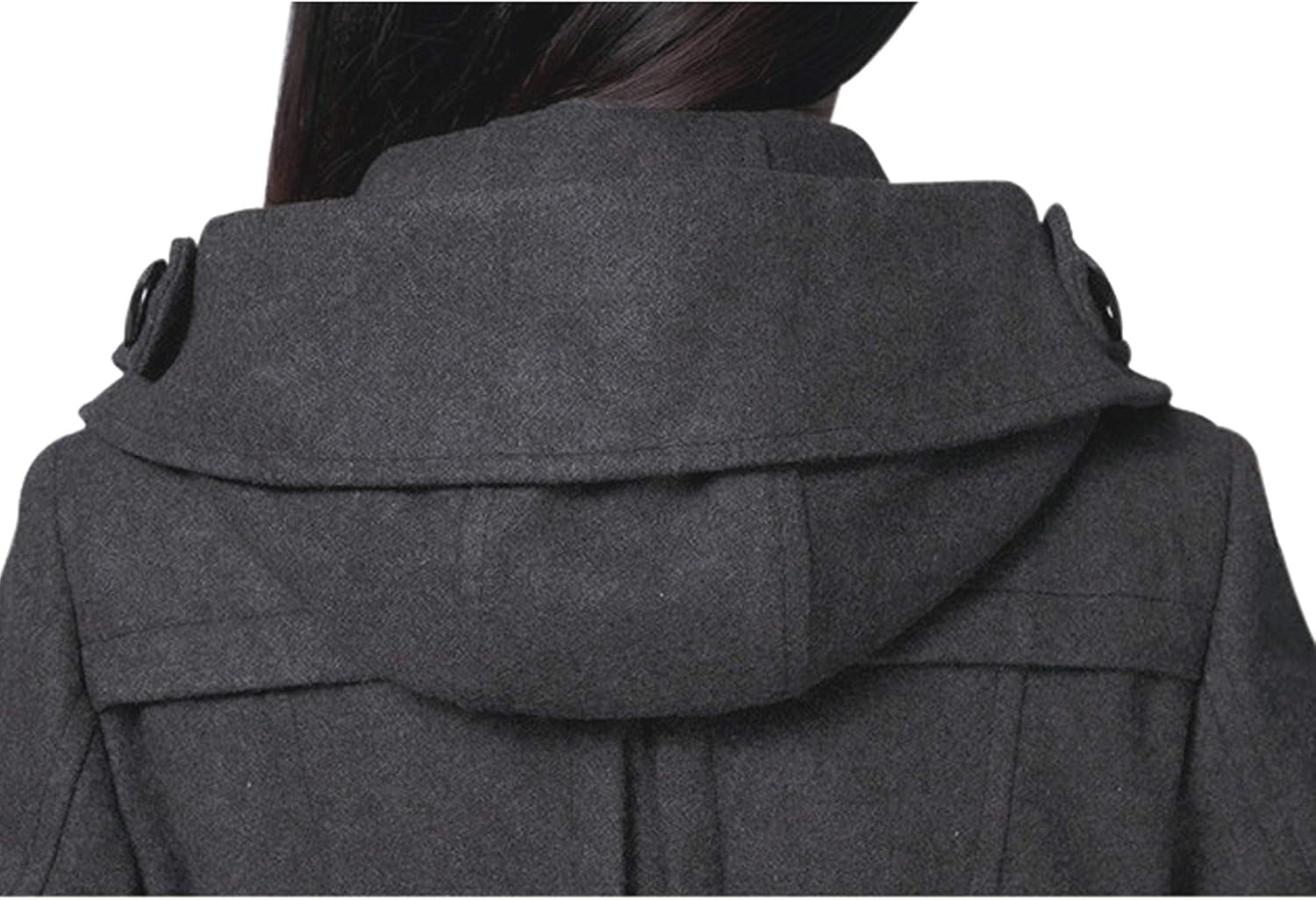 Women'S Warm Double Breasted Wool Pea Coat Trench Coat Jacket with Hood