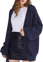 Women'S Cardigan Sweater 100% Cotton Button-Down Long Sleeve Oversized Knit Cardigans