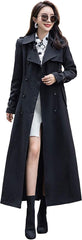 Women'S Double Breasted Duster Trench Coat Slim Full Length Maxi Long Overcoat