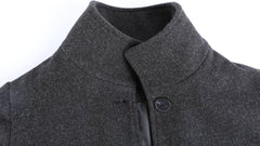 Women'S Casual Thicken Wool Blend Stand Collar Single Breasted Pea Coat