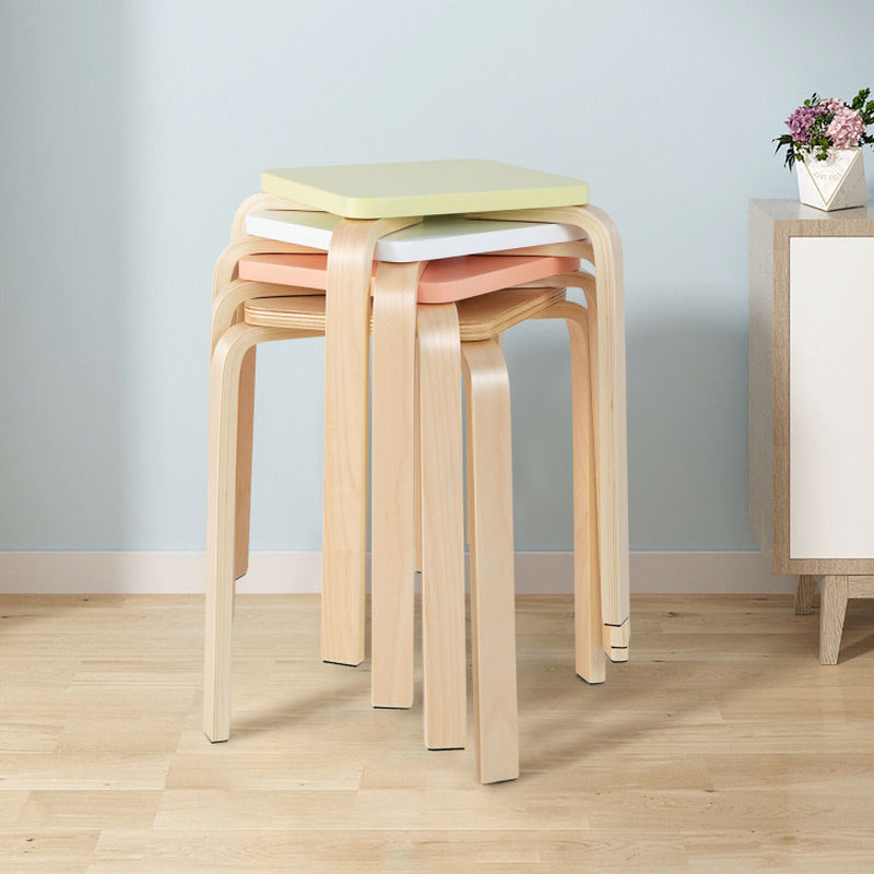 Stackable Stools Set of 4 with Square Top and Rounded Corners