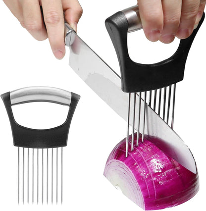 Onion Holder for Slicing, Lemon Slicer Onion Cutter for Slicing, Vegetable Cutter for Potato and Tomato, Avocados, Eggs, Food Slicer Assistant Tool for Slicing Fruit Lemon and Meat