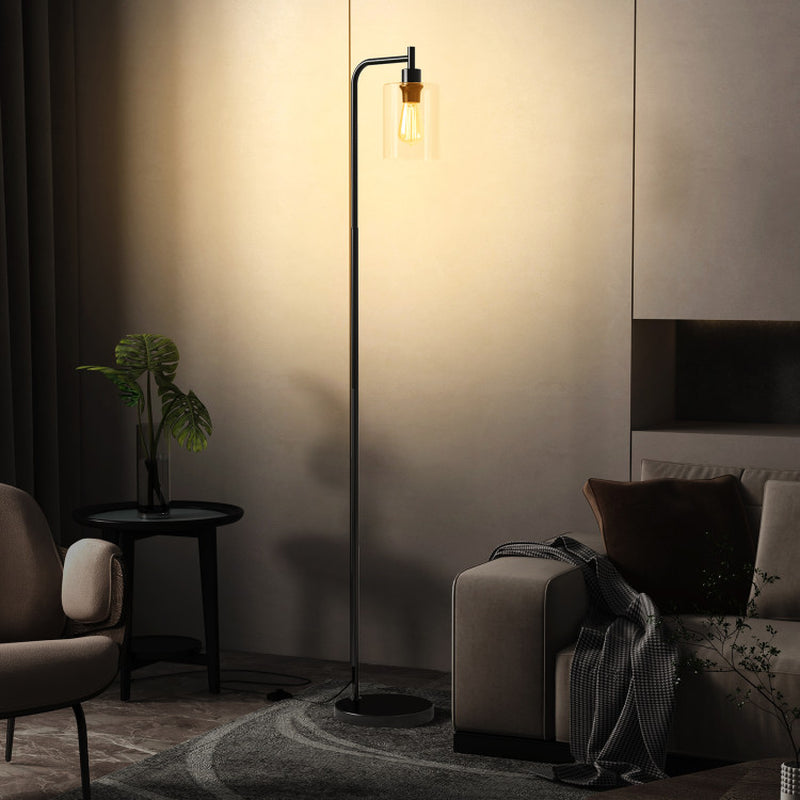 Modern Floor Lamp with Hanging Glass Lampshade and Foot Switch