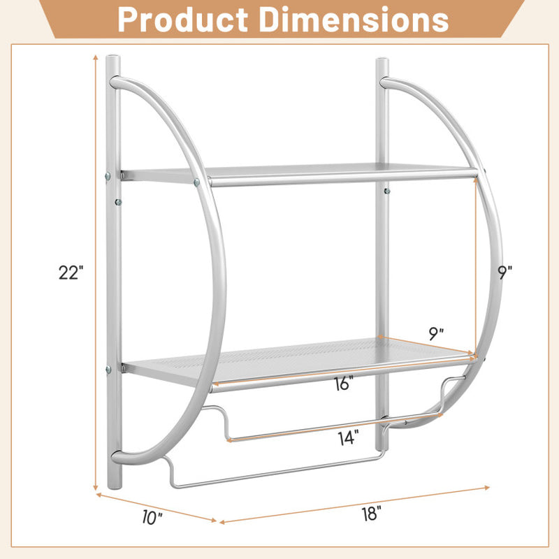 Wall Mounted 2-Tier Bathroom Towel Rack with 2 Towel Bars