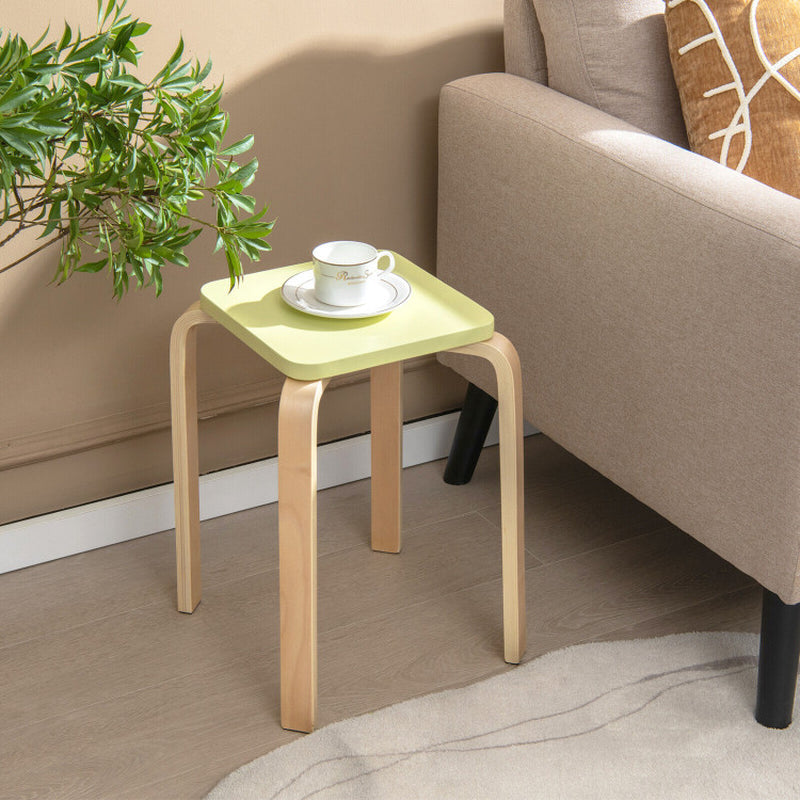 Stackable Stools Set of 4 with Square Top and Rounded Corners