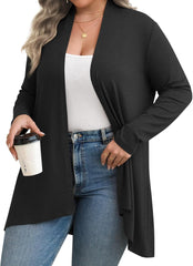 Womens 2024 plus Size Cardigan Open Front Lightweight Comfort Long Sleeve Draped Cover up XL-6XL