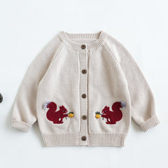 Sweater with Squirrel Embroidery