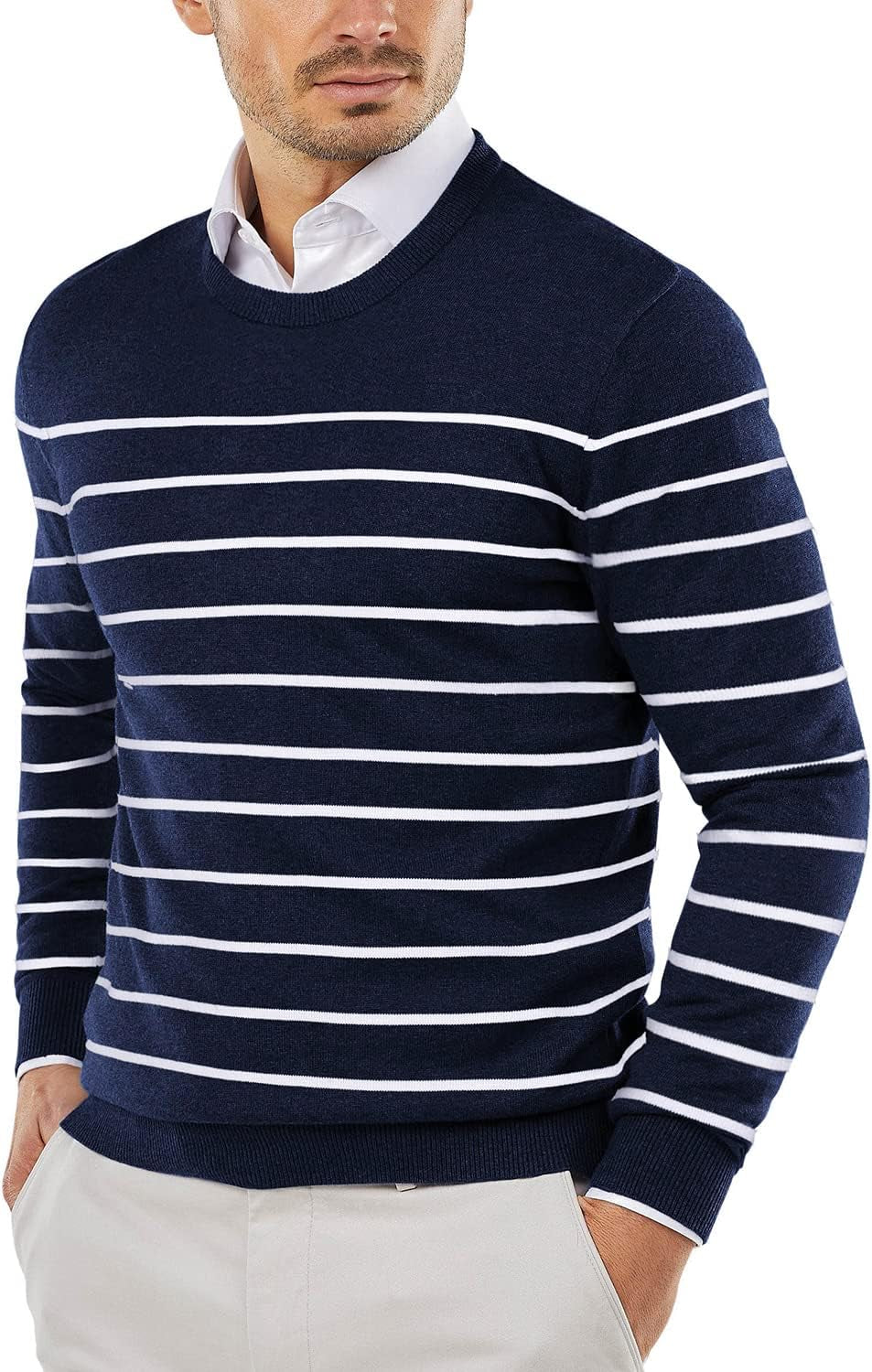 Men'S Crew Neck Sweater Slim Fit Lightweight Sweatshirts Knitted Pullover for Casual or Dressy Wear