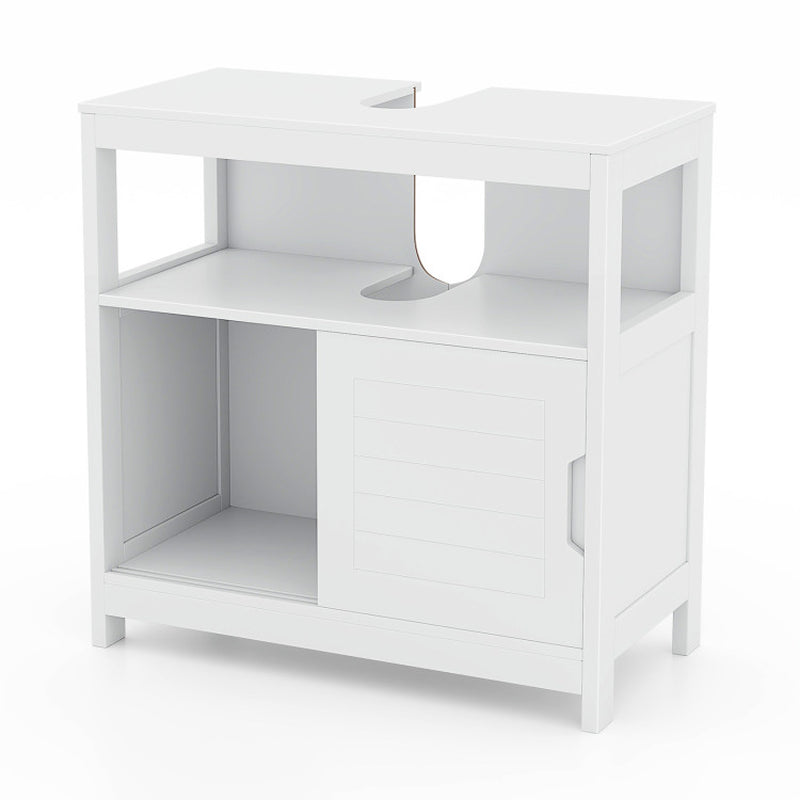 Pedestal Sink Storage Cabinet with 2 Sliding Doors and U-Shaped Cut-Out