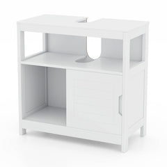 Pedestal Sink Storage Cabinet with 2 Sliding Doors and U-Shaped Cut-Out